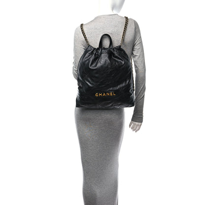 Chanel Shiny Calfskin Quilted Chanel 22 Backpack Black 2 of 10
