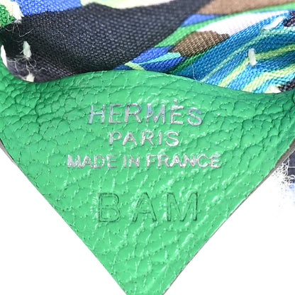 Hermes Milo Lambskin Shearling Silk Budy Charm Aloha Blue Hydra Vert Comics 3 of 4