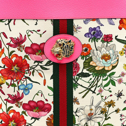 Gucci Canvas Flora Large Rajah Chain Tote White Multicolor Fuxia Fluo 10 of 12