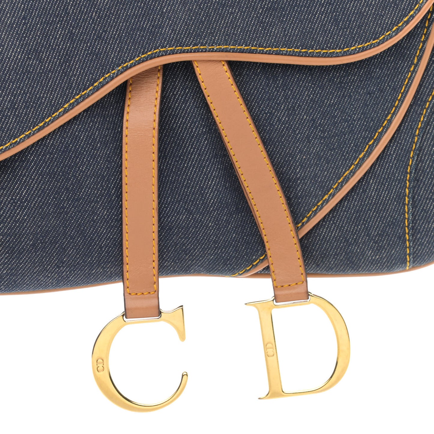 Denim Calfskin Double Saddle Bag Blue