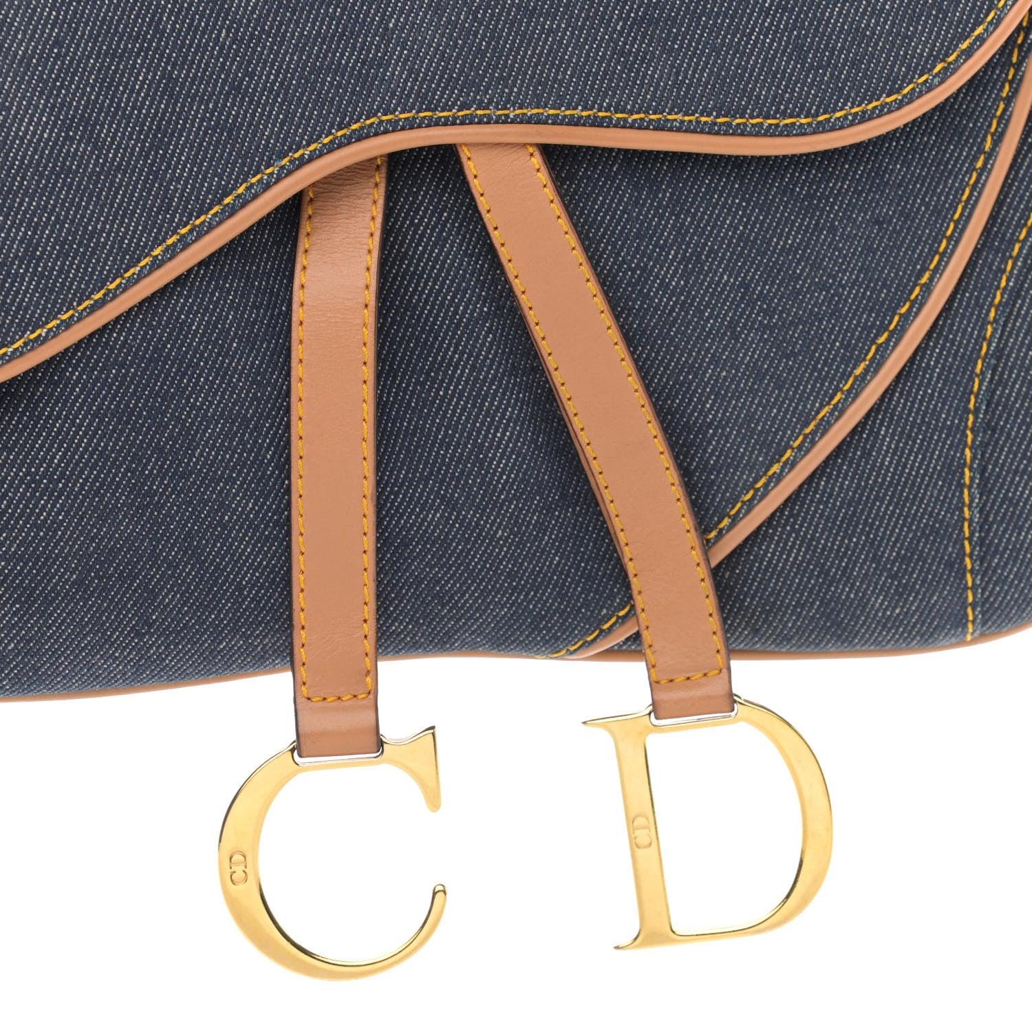 Christian Dior Denim Calfskin Double Saddle Bag Blue 7 of 10