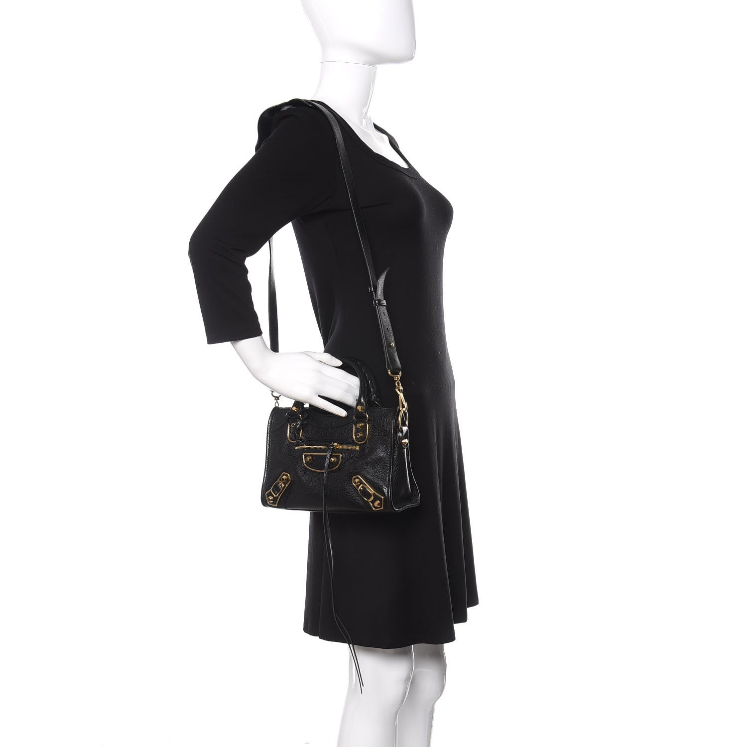 Balenciaga Chevre Gold Metallic Edge Hardware Mini City Black 2 of 10