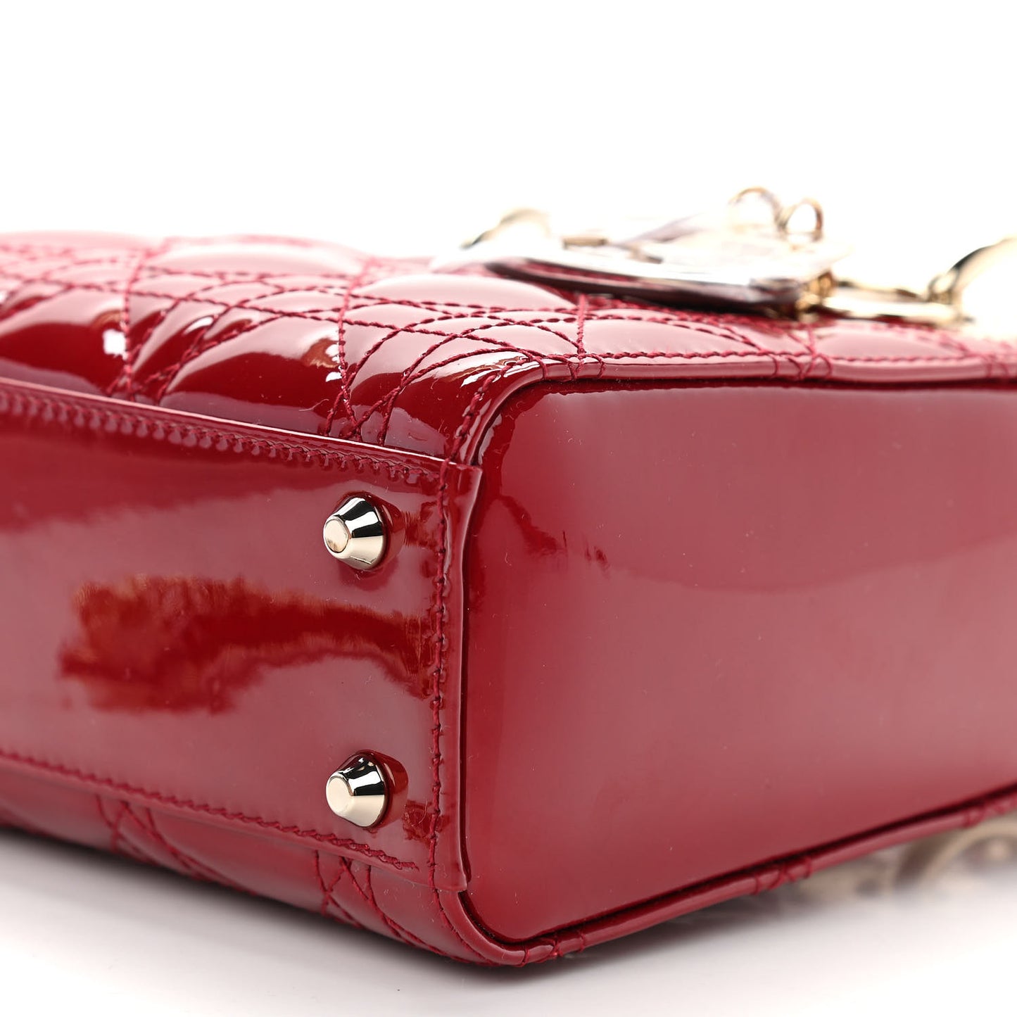 Patent Cannage Mini Lady Dior Red