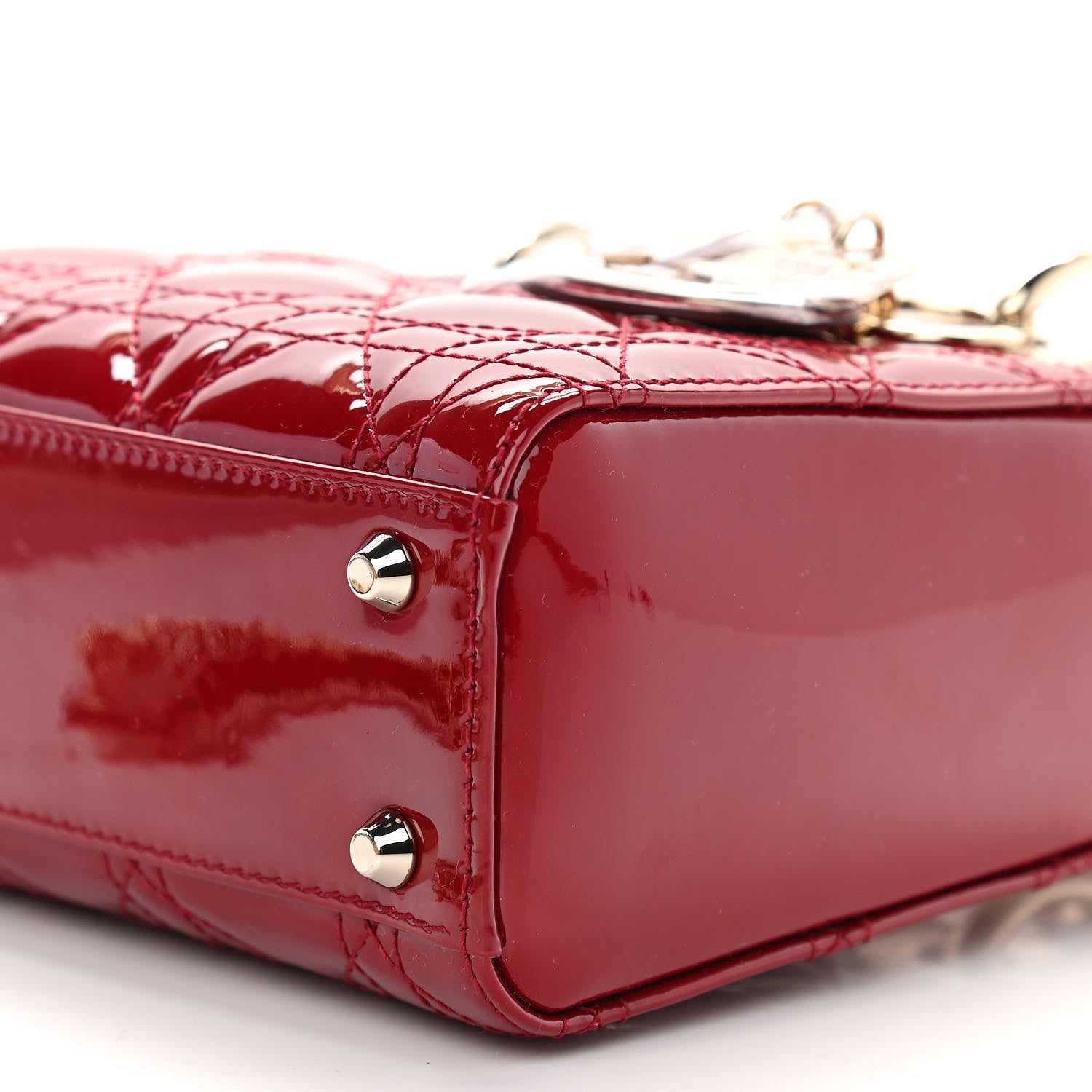 Christian Dior Patent Cannage Mini Lady Dior Red 6 of 11