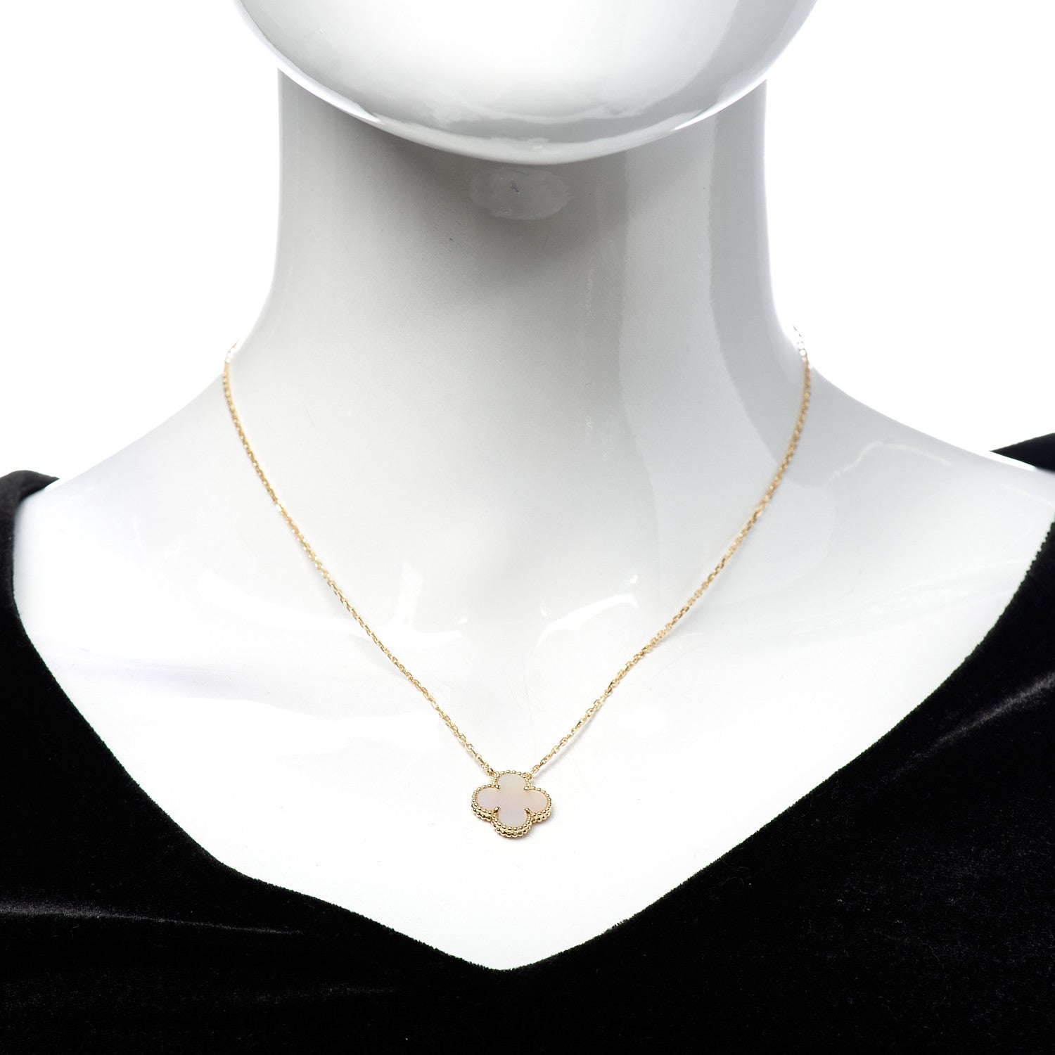 Van Cleef & Arpels 18K Yellow Gold Mother of Pearl Vintage Alhambra Pendant Necklace 2 of 5