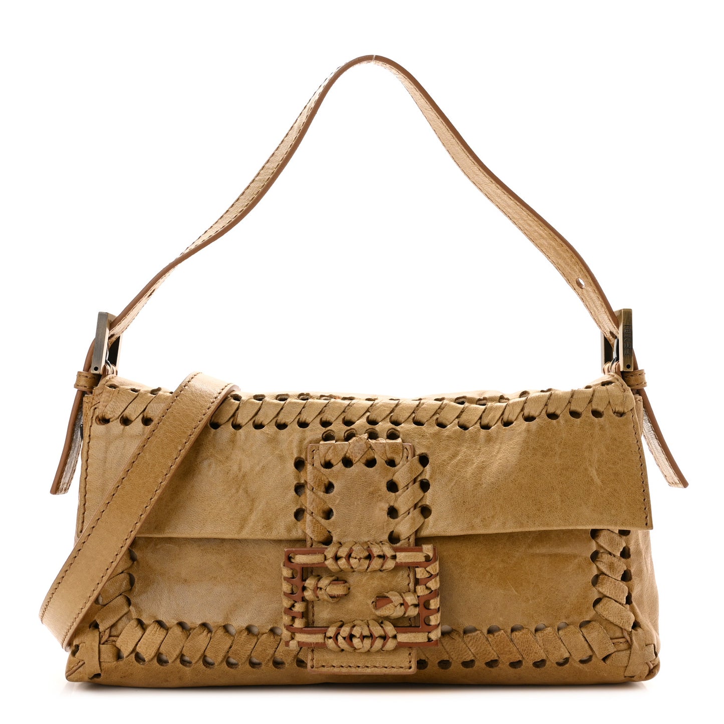Goatskin Whipstitch Medium Convertible Baguette Senape
