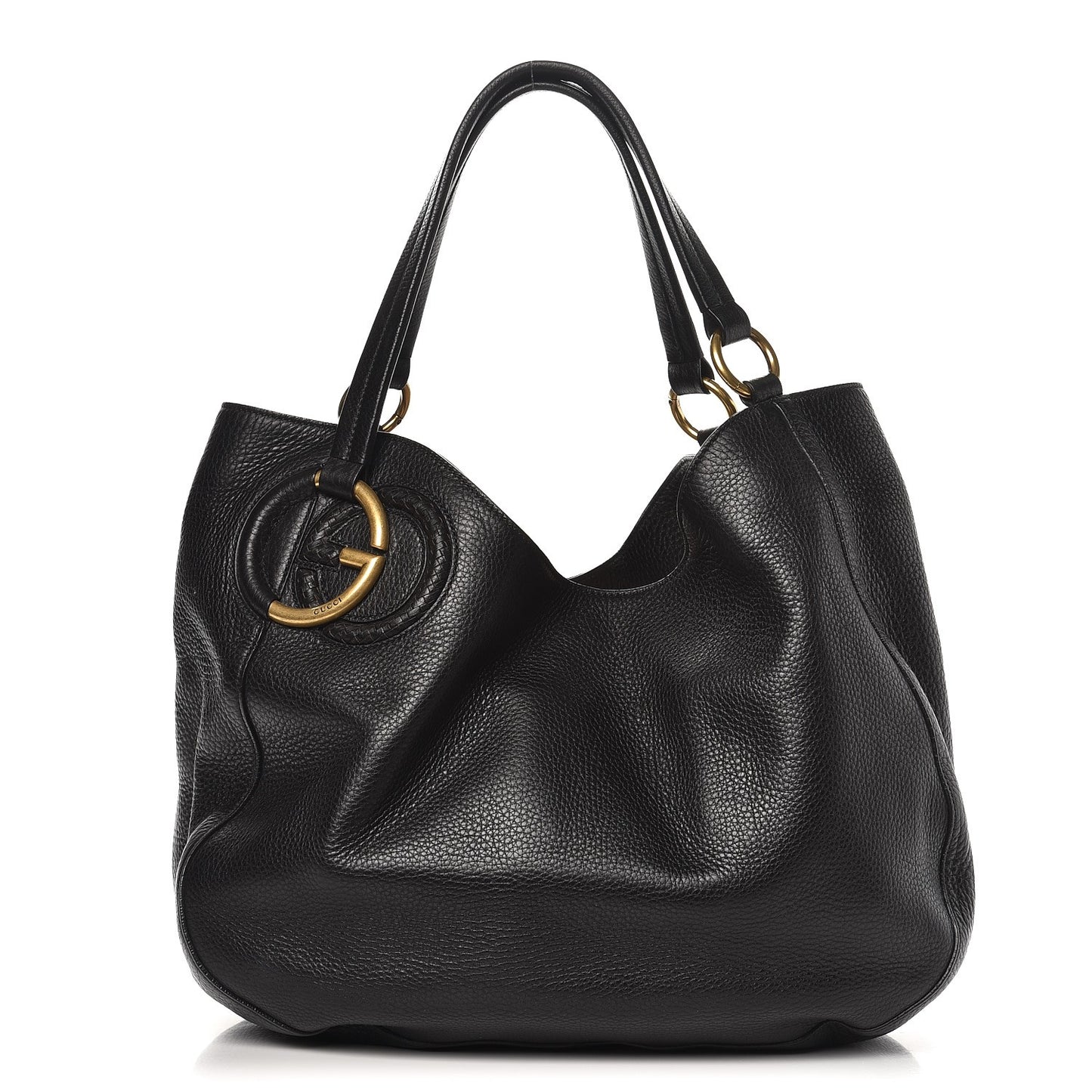 Pebbled Calfskin Medium Twill Shoulder Bag Black