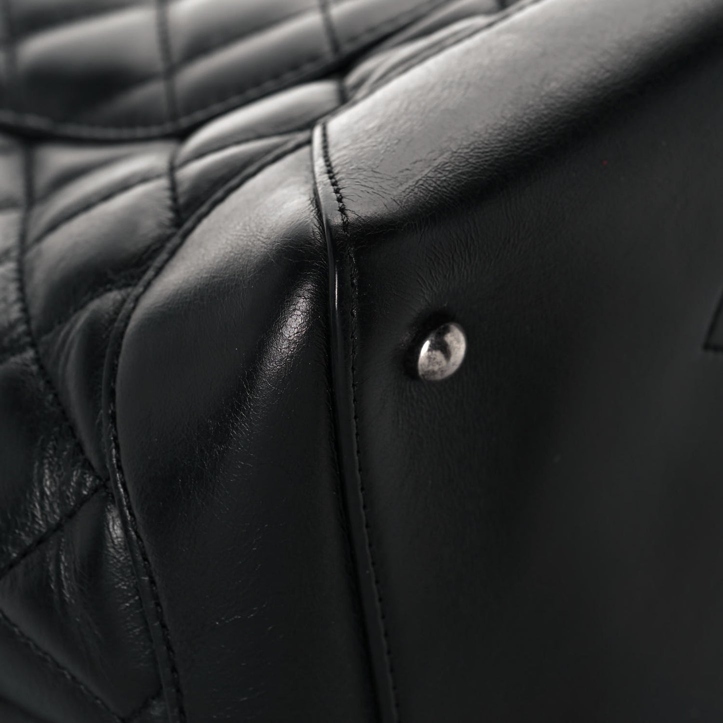 Calfskin Quilted Small Easy Shopping Tote Black