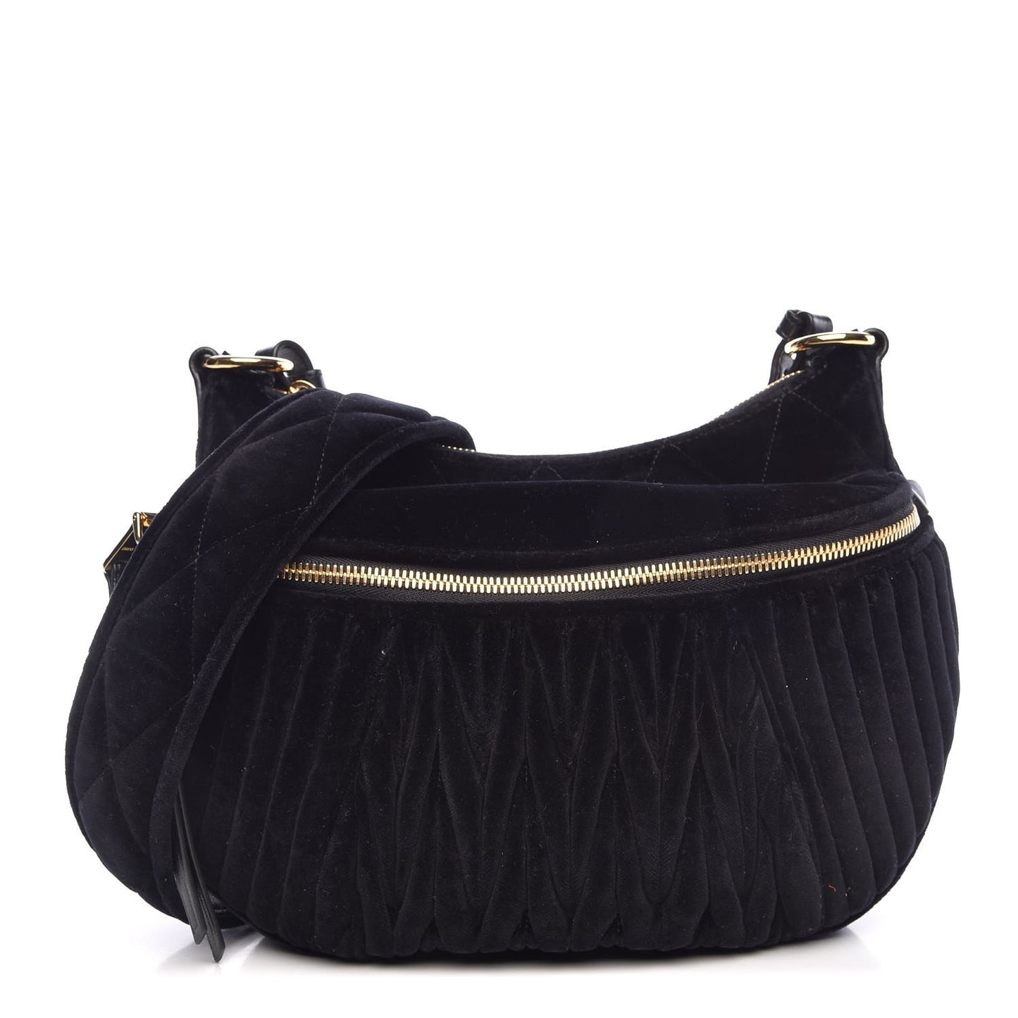 Velluto Matelasse Rider Shoulder Bag Black
