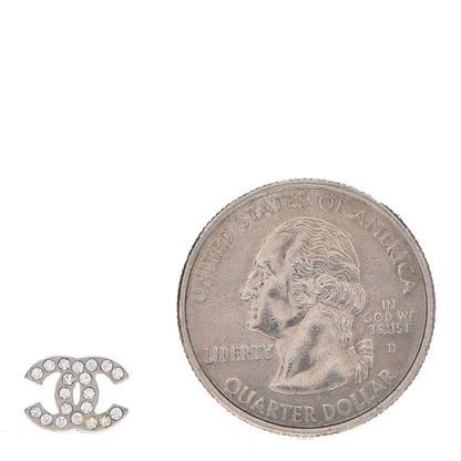 Chanel Crystal Mini Timeless CC Earrings Silver 2 of 4