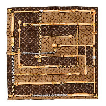 Louis Vuitton Silk Monogram Confidential Square Scarf Brown 1 of 3