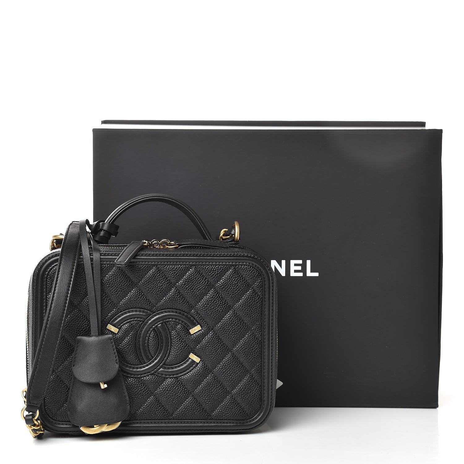 Chanel Caviar Quilted Medium CC Filigree Vanity Case Black 11 of 11