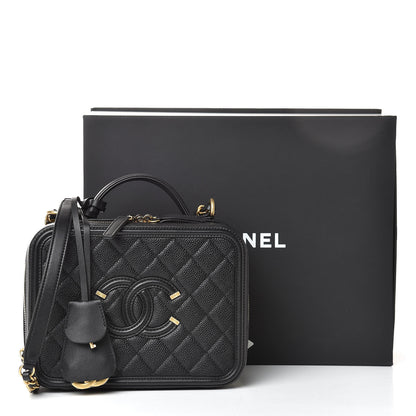 Chanel Caviar Quilted Medium CC Filigree Vanity Case Black 11 of 11
