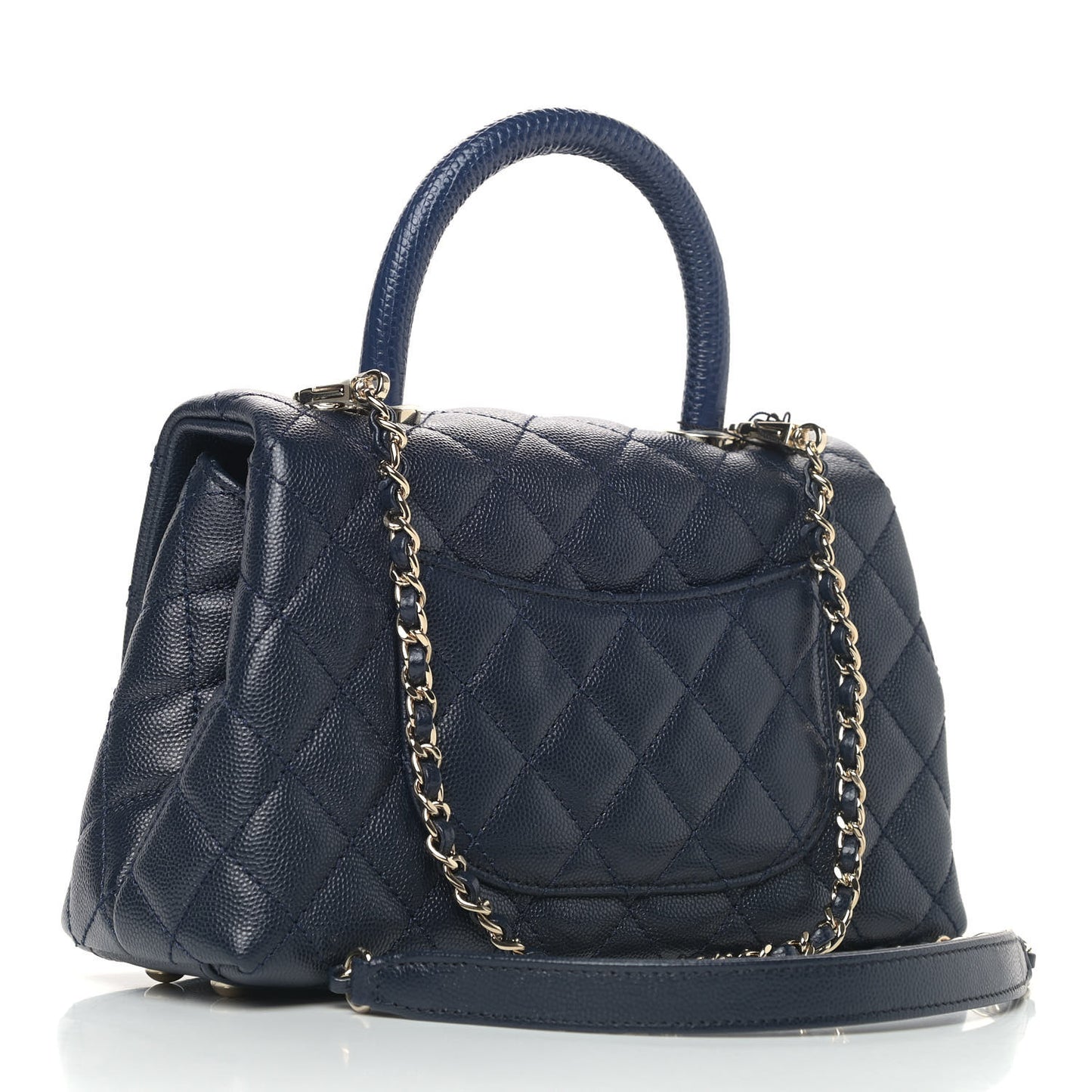Caviar Quilted Mini Coco Handle Flap Navy Blue