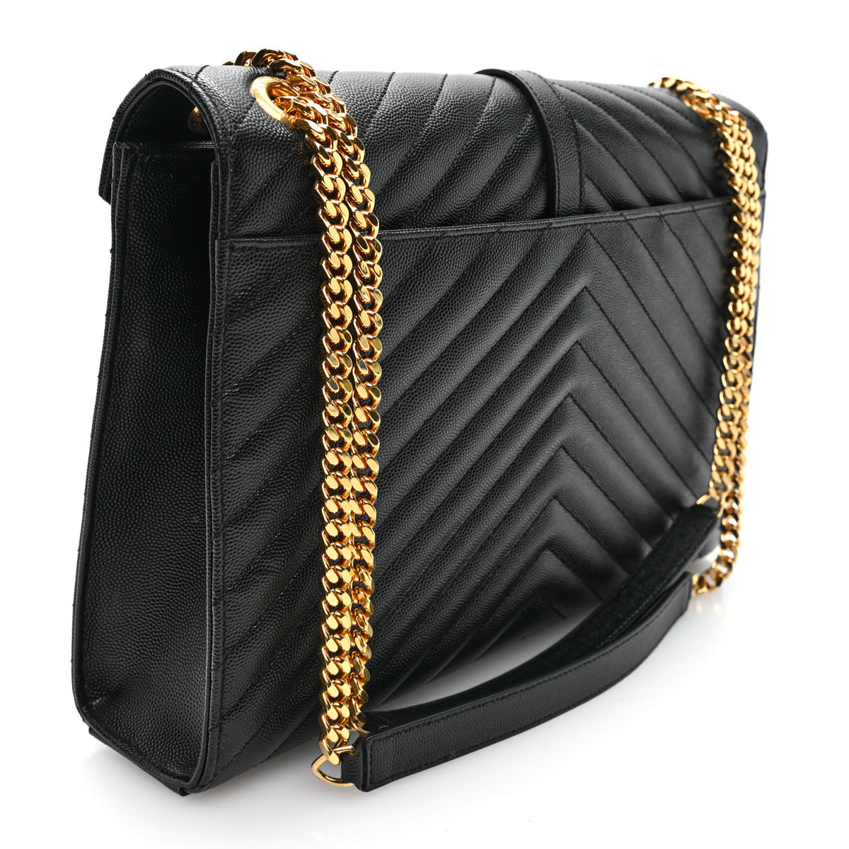 Grain De Poudre Matelasse Chevron Large Monogram Satchel Black
