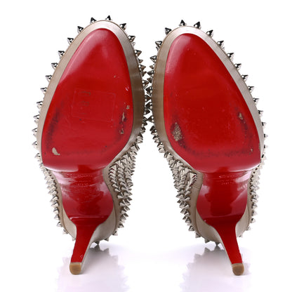 Christian Louboutin Nappa Bianca Spikes 140 Pumps 39.5 Nude Silver 5 of 9