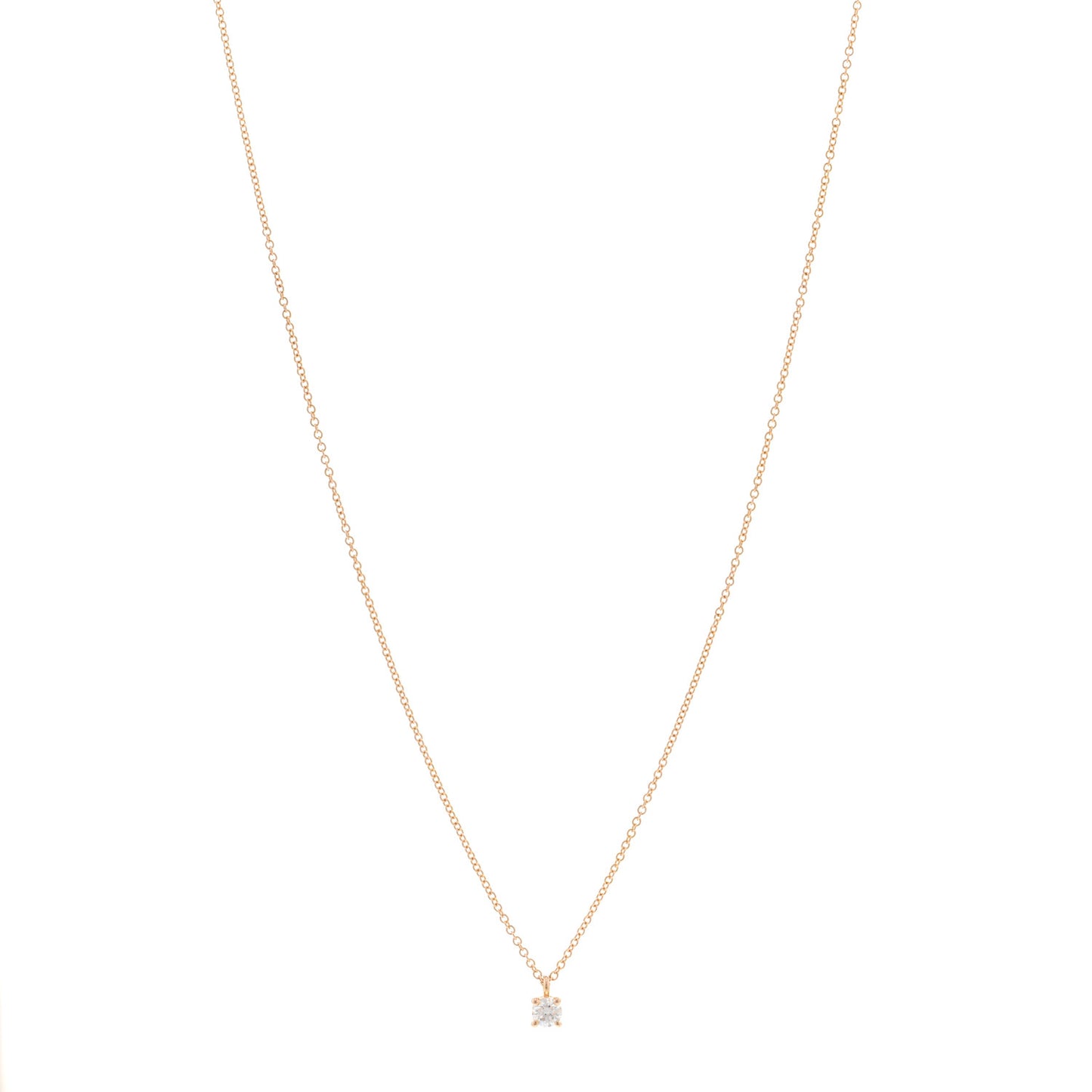 18K Rose Gold Diamond .17ct Solitaire Pendant Necklace
