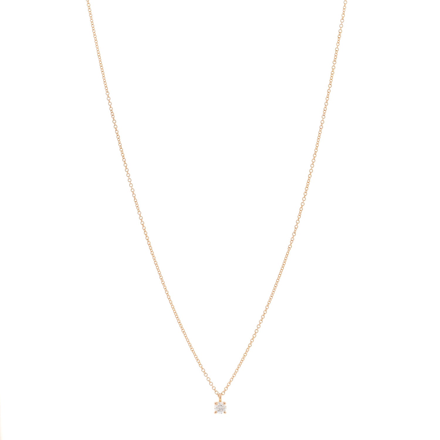Tiffany 18K Rose Gold Diamond .17ct Solitaire Pendant Necklace 1 of 4