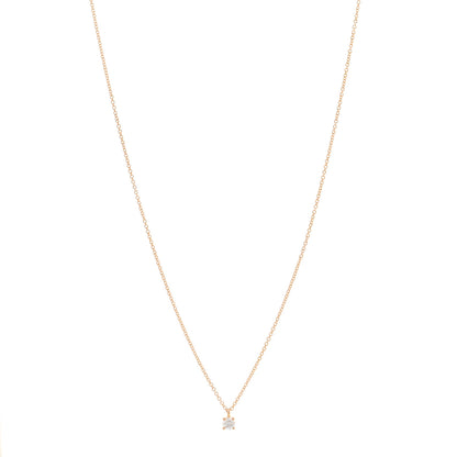 Tiffany 18K Rose Gold Diamond .17ct Solitaire Pendant Necklace 1 of 4