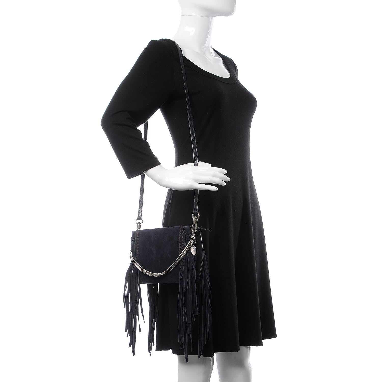 Givenchy Calfskin Suede Fringe Cross 3 Crossbody Bag Dark Blue 2 of 7