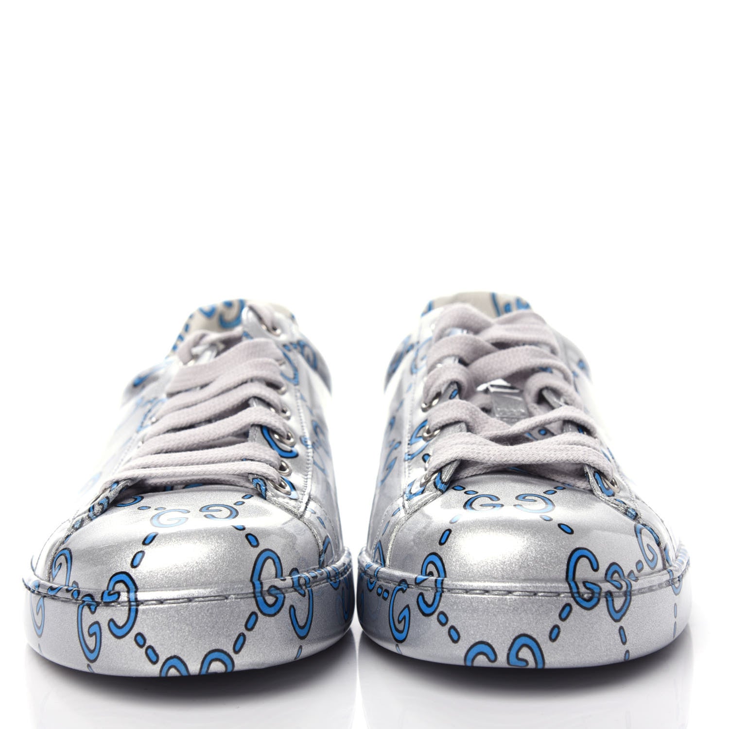 Gucci Miro Rubber Wax GucciGhost Print Mens New Ace Sneakers 9 Silver 2 of 11