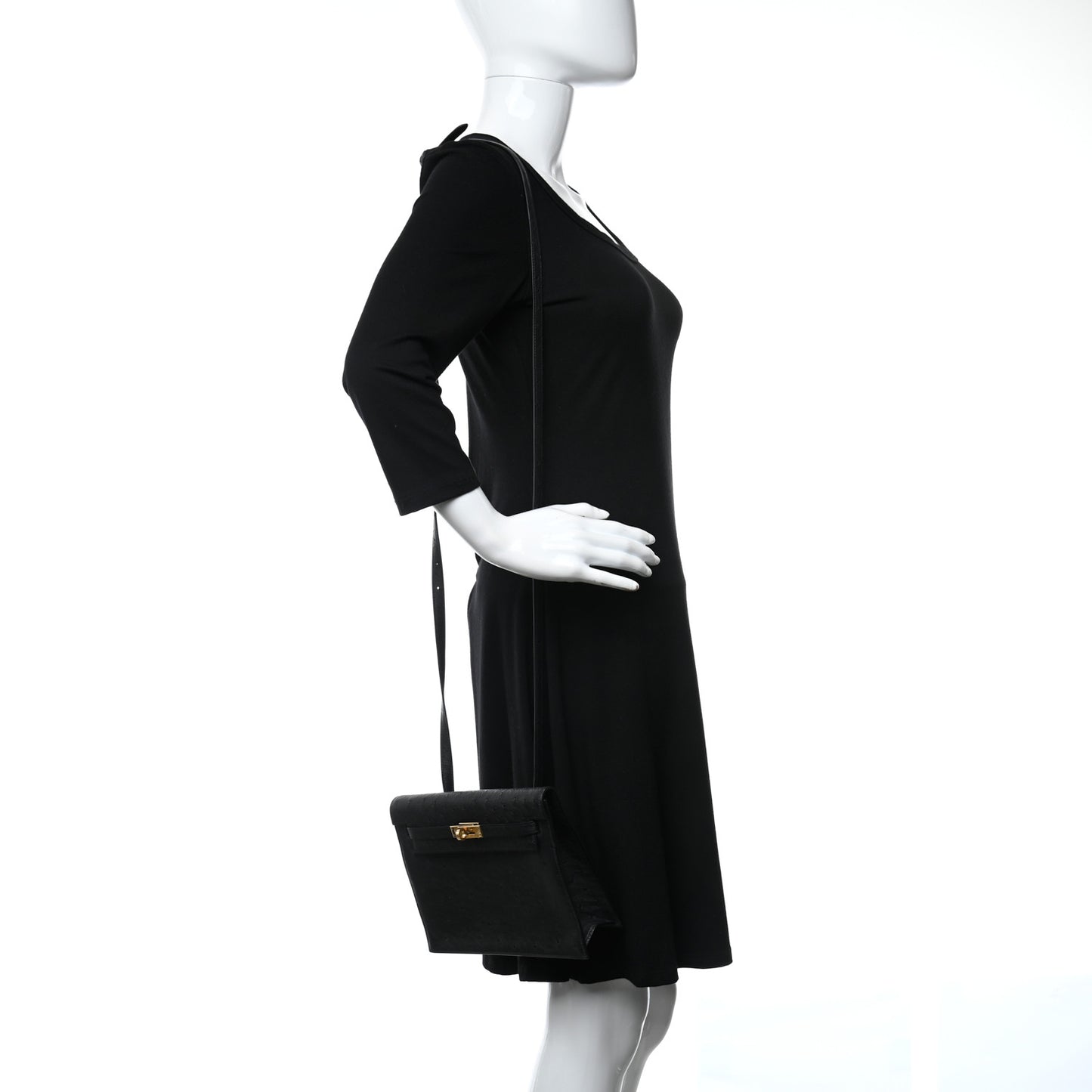 Ostrich Kelly Danse II Belt Bag Black
