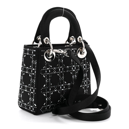 Christian Dior Satin Crystal Cannage Mini Lady Dior Black 3 of 13