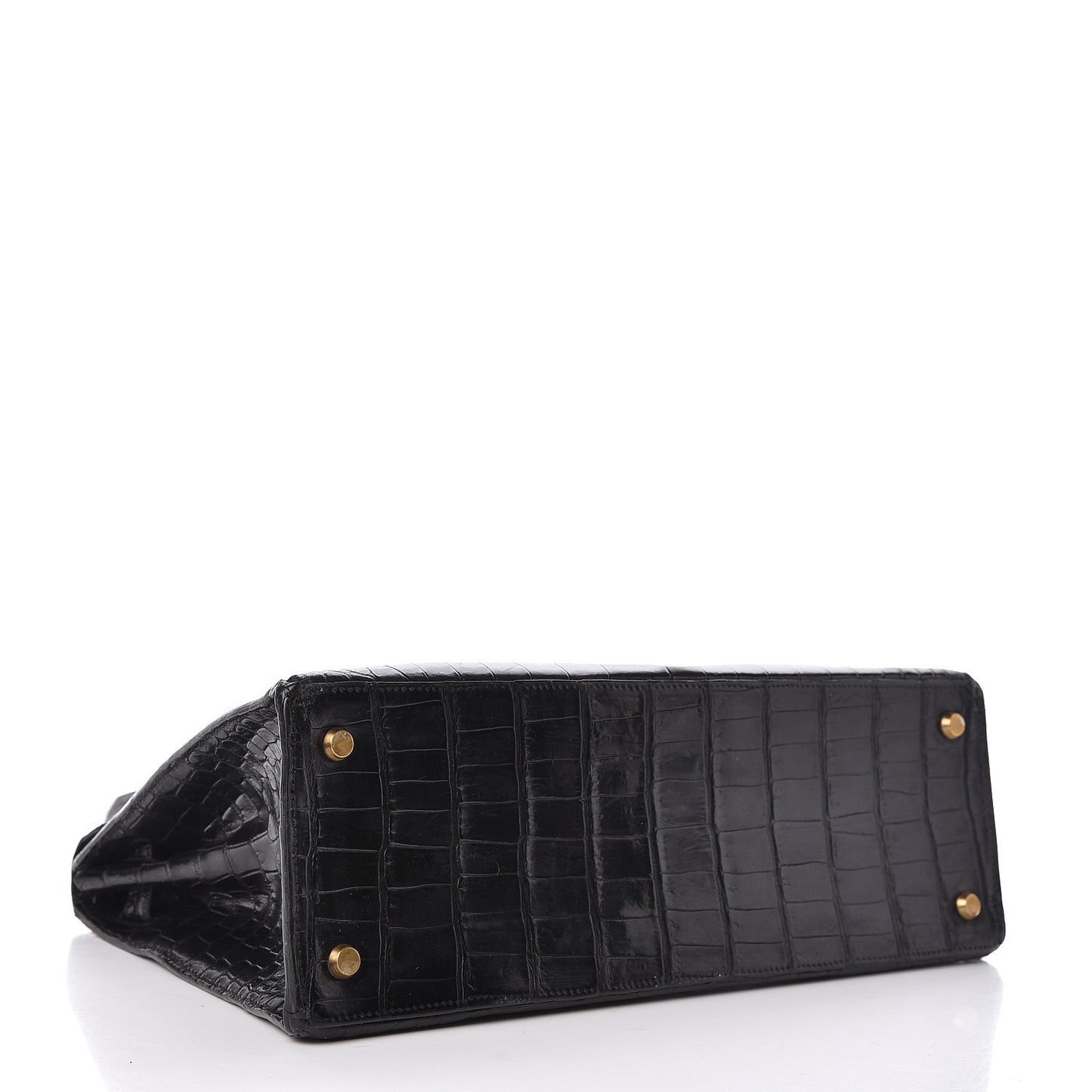 Shiny Porosus Crocodile Kelly Sellier 32 Black
