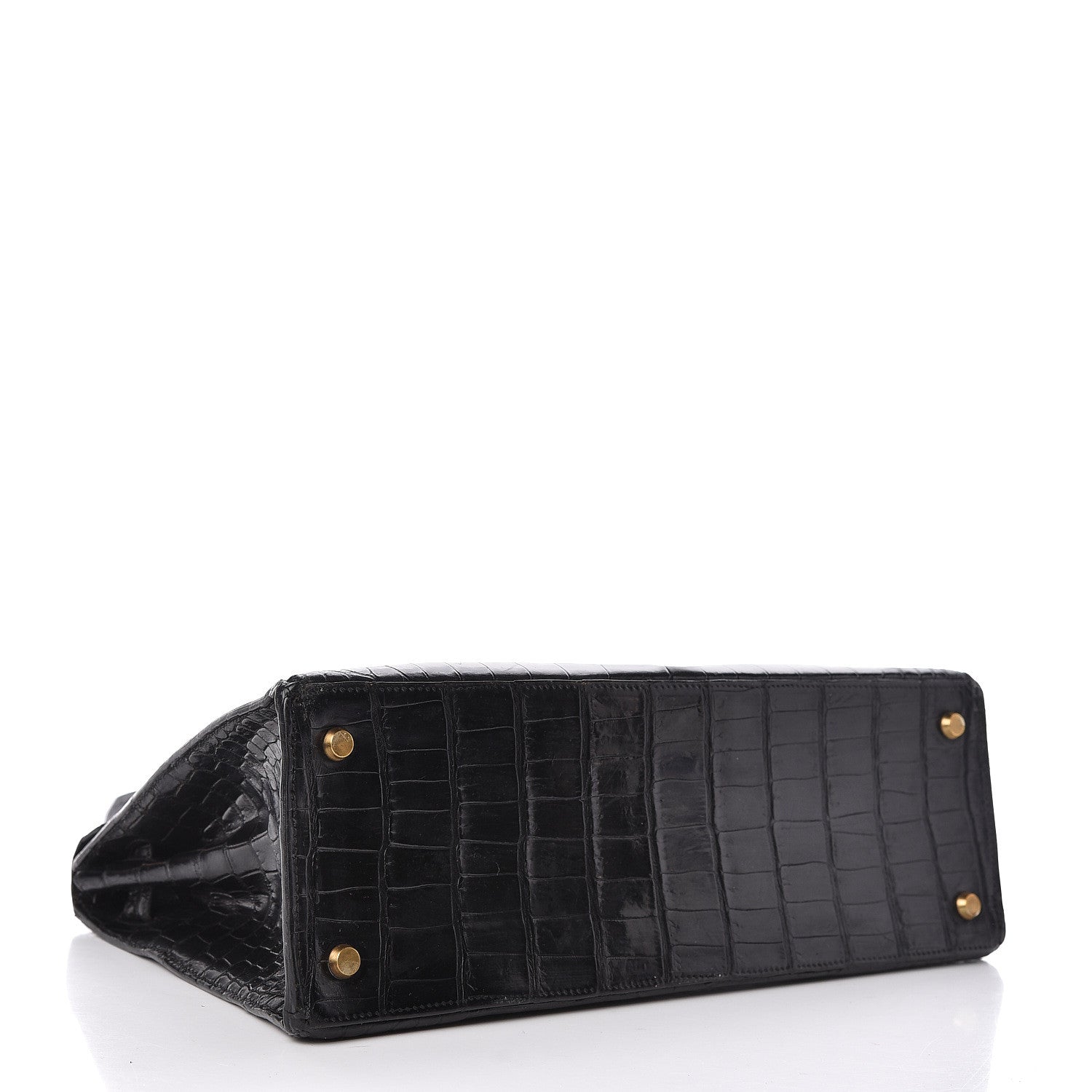 Hermes Shiny Porosus Crocodile Kelly Sellier 32 Black 5 of 28