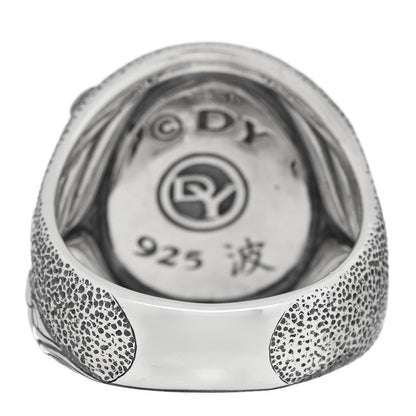 David Yurman Sterling Silver Black Diamond Waves Skull Ring 62 10 3 of 4