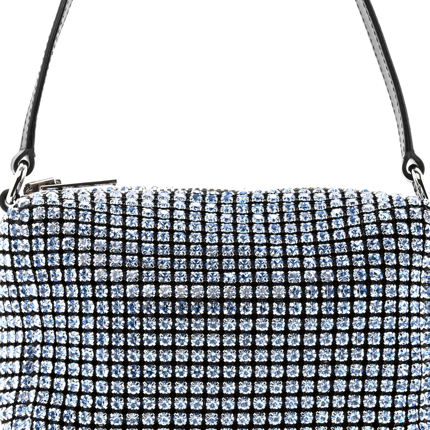 Mesh Crystal Rhinestone Mini Heiress Pouch Baby Blue