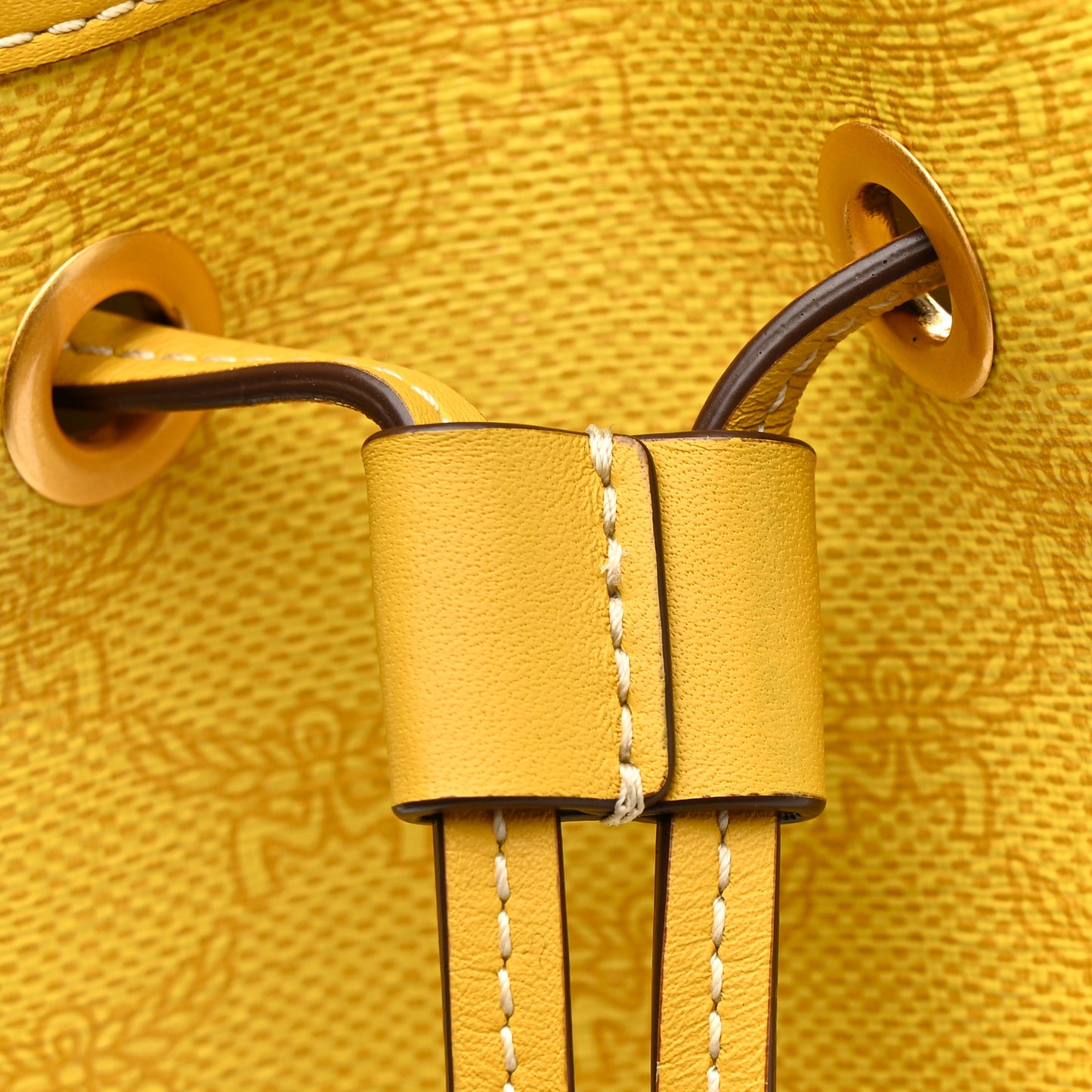 Lauretos Spanish Calfskin Medium Himmel Drawstring Bucket Bag Lemon Gold