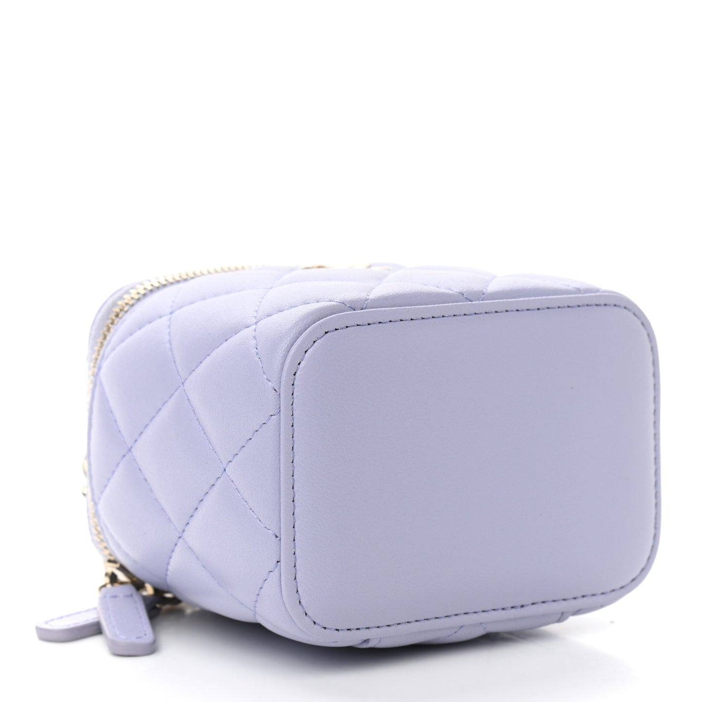 Lambskin Quilted Top Handle Mini Vanity Case With Chain Light Purple
