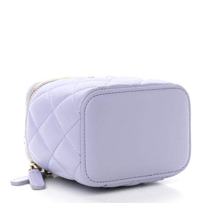 Chanel Lambskin Quilted Top Handle Mini Vanity Case With Chain Light Purple 4 of 10