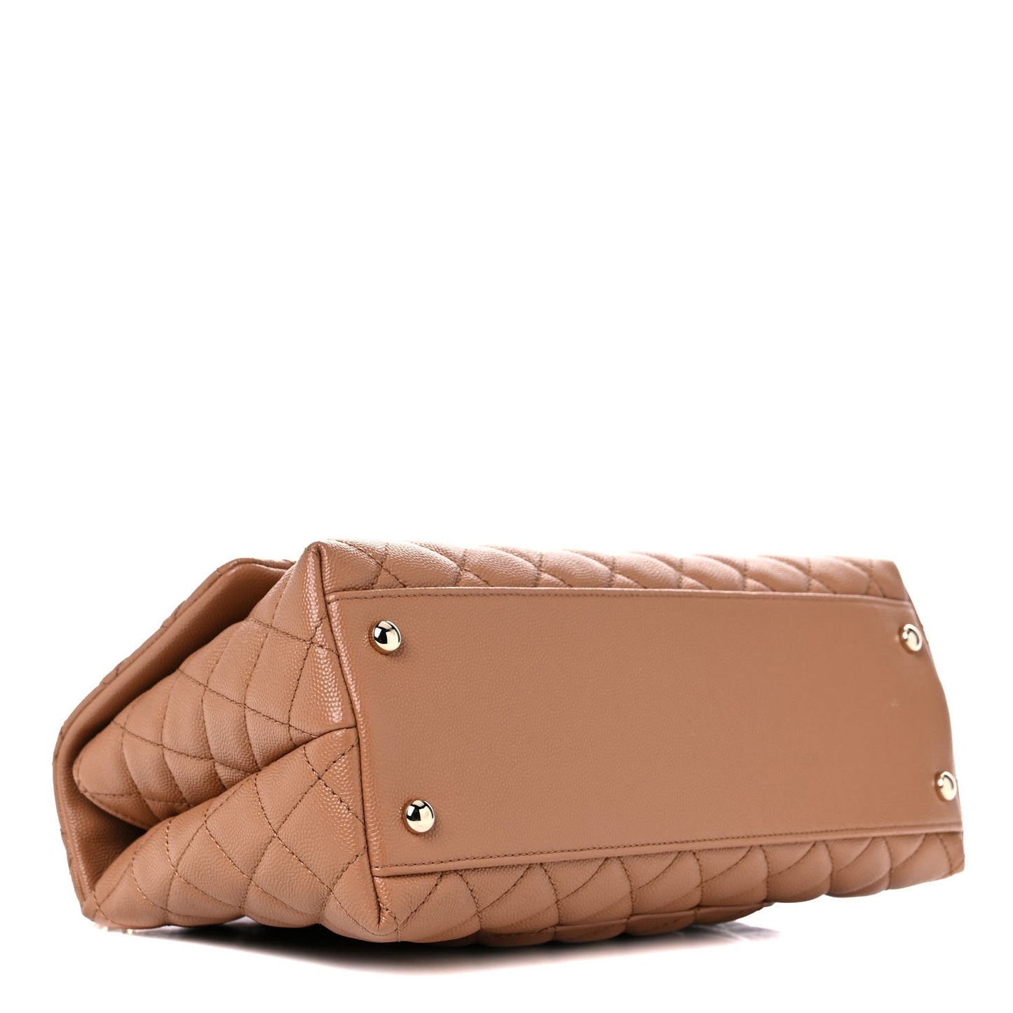 Caviar Quilted Small Coco Handle Flap Brown