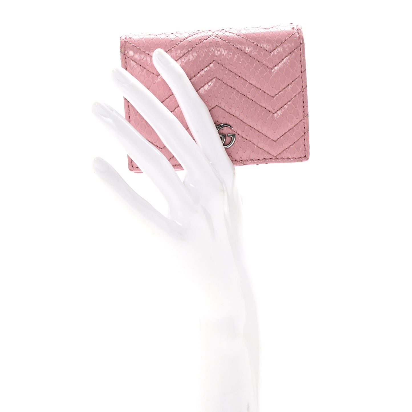 Snakeskin GG Marmont Card Case Wallet Perfect Pink