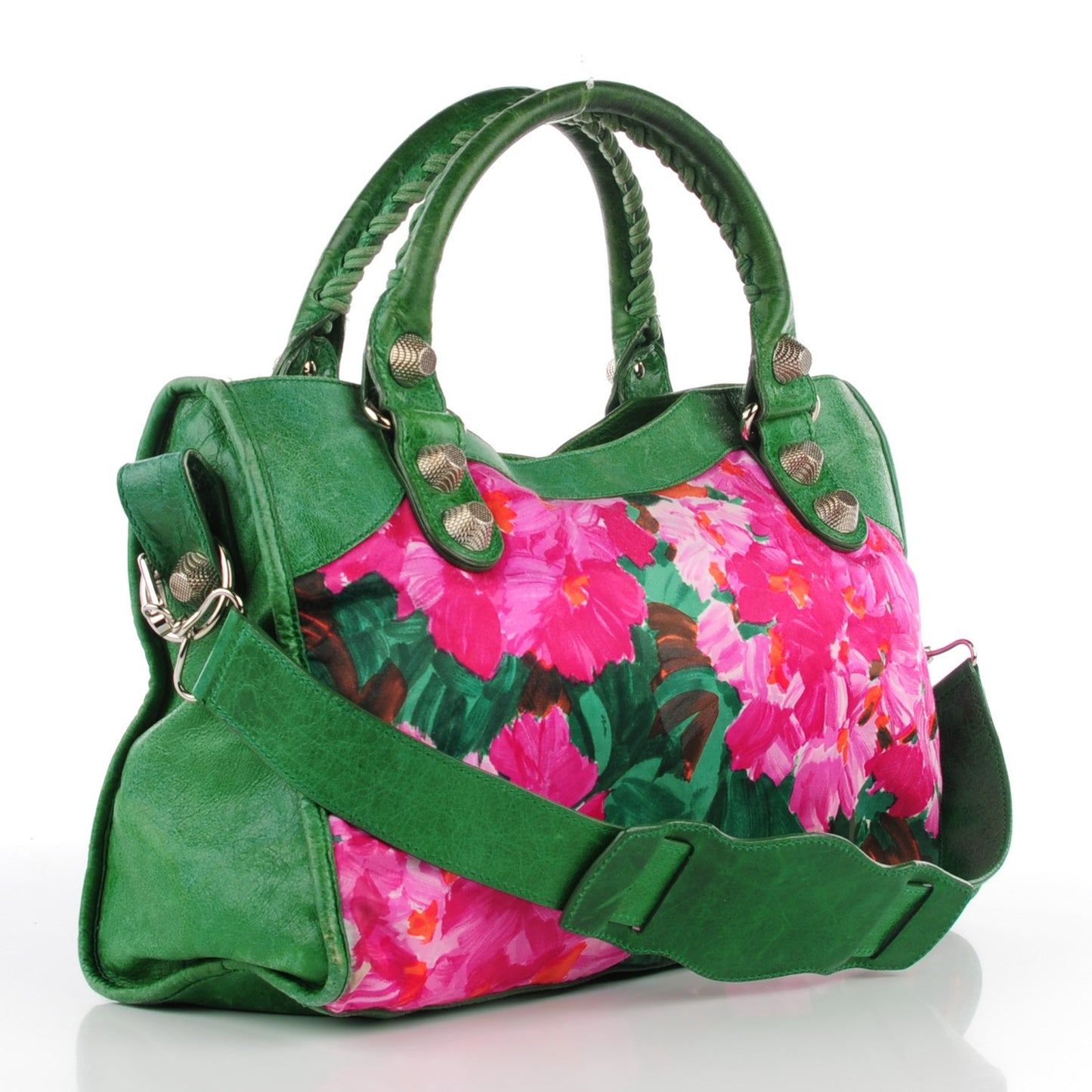 Chevre Satin Giant City Green Floral