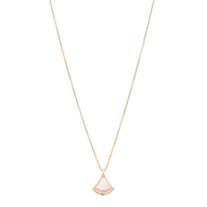 Bulgari 18K Rose Gold Diamond Mother of Pearl Divas' Dream Pave Pendant Necklace 1 of 5
