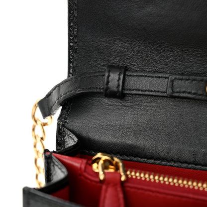 Prada Saffiano Vernice Metal Triangle Chain Crossbody Bag Black 12 of 12
