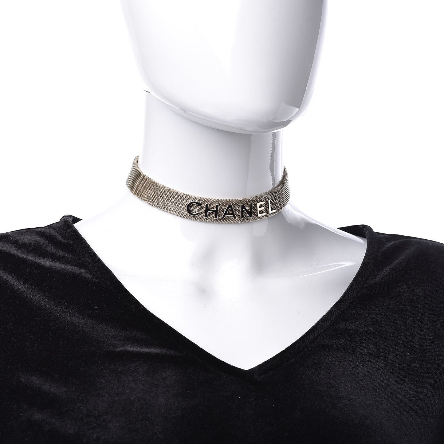Mesh Ribbon Choker Necklace Gold
