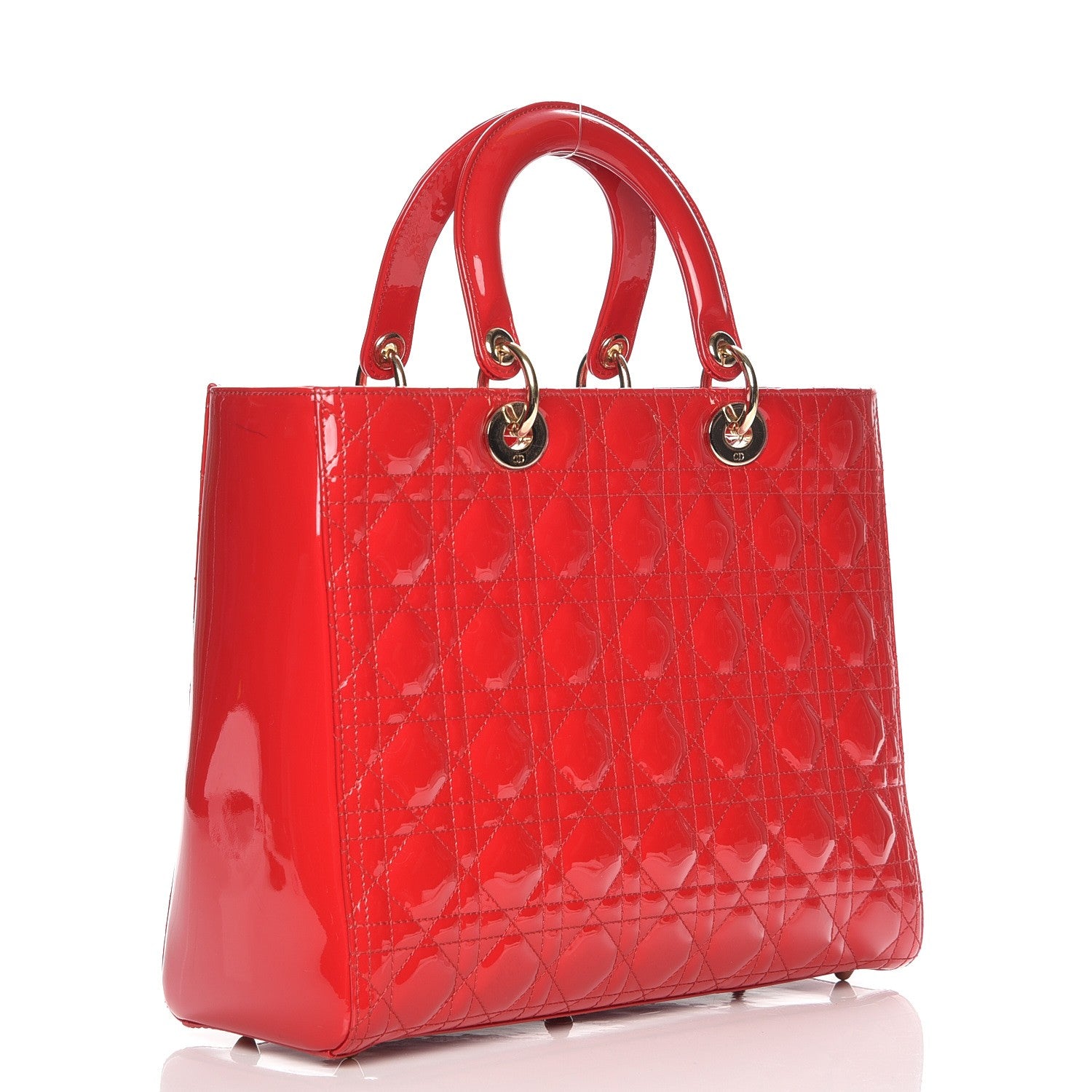 Christian Dior Patent Cannage Large Lady Dior Red 3 of 6