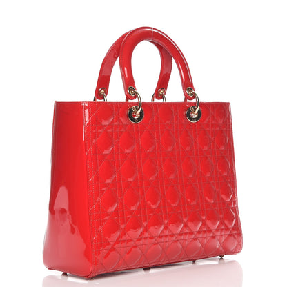 Christian Dior Patent Cannage Large Lady Dior Red 3 of 6