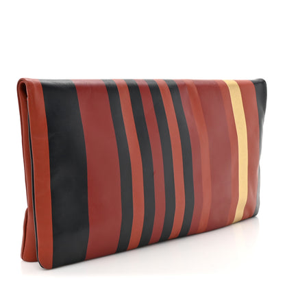 Chanel Lambskin Paris-Greece Striped Foldover Clutch Navy and Red 3 of 7