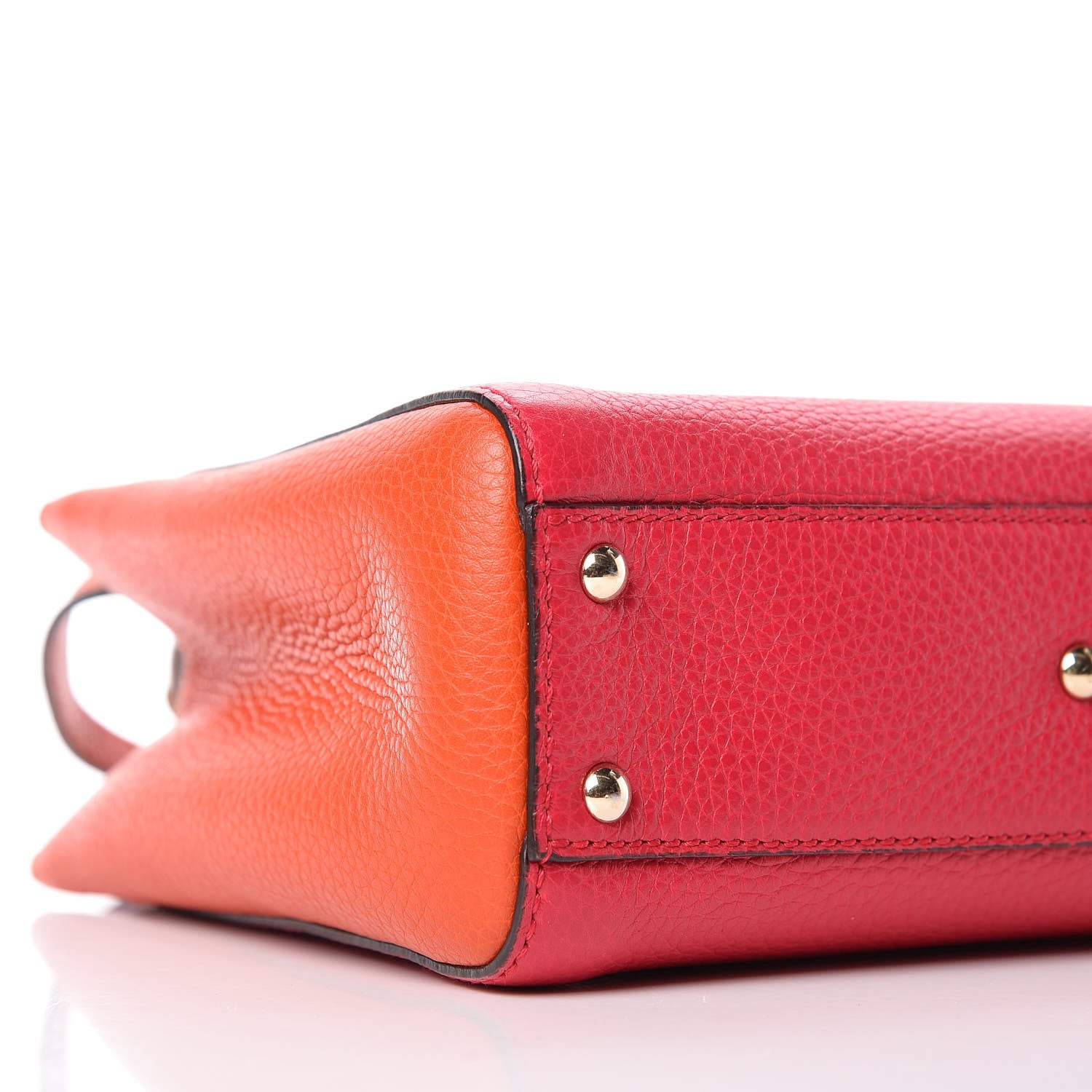Gucci Calfskin Mini Bamboo Shopper Tote Fuchsia Orange 5 of 12