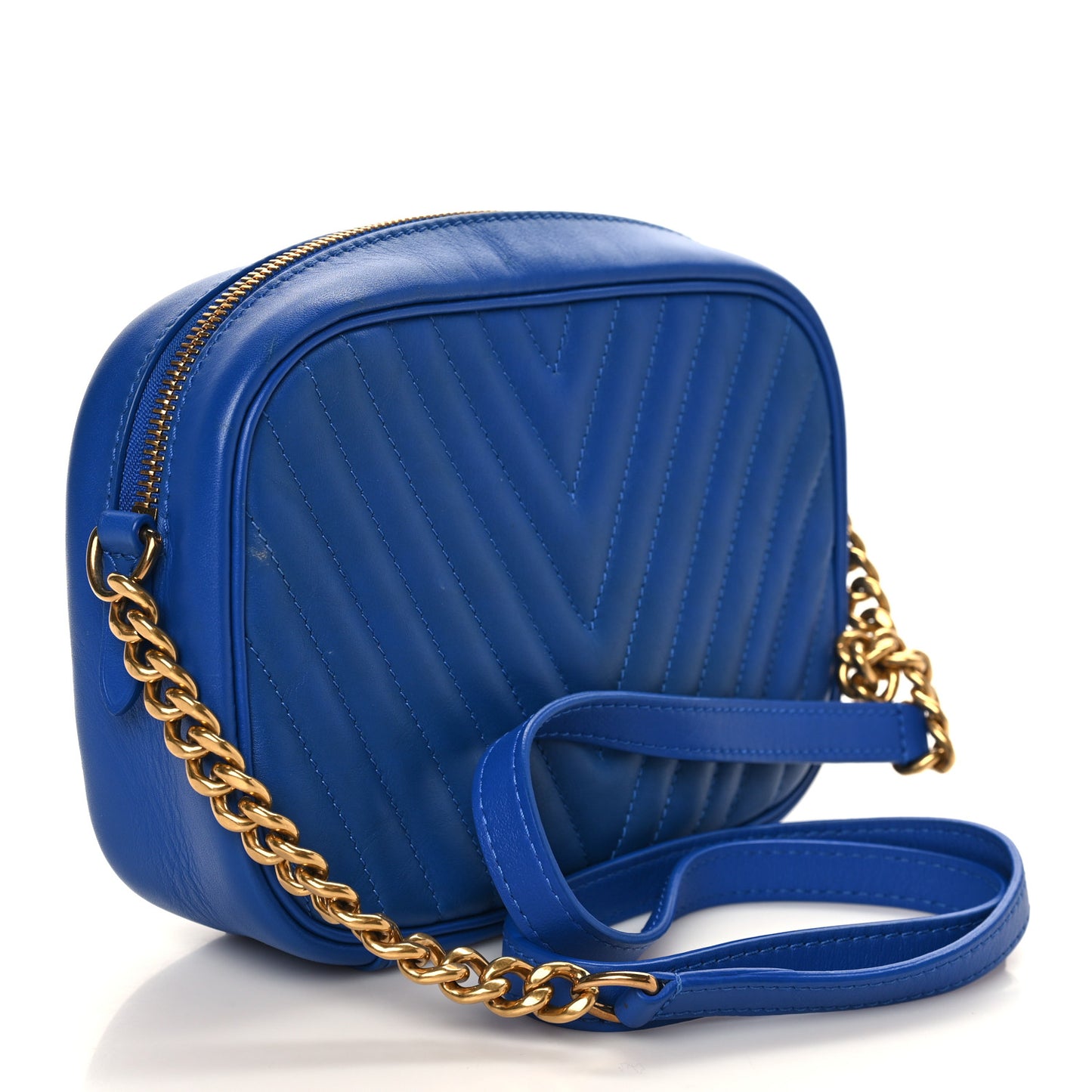 Calfskin New Wave Camera Bag Bleu Neon