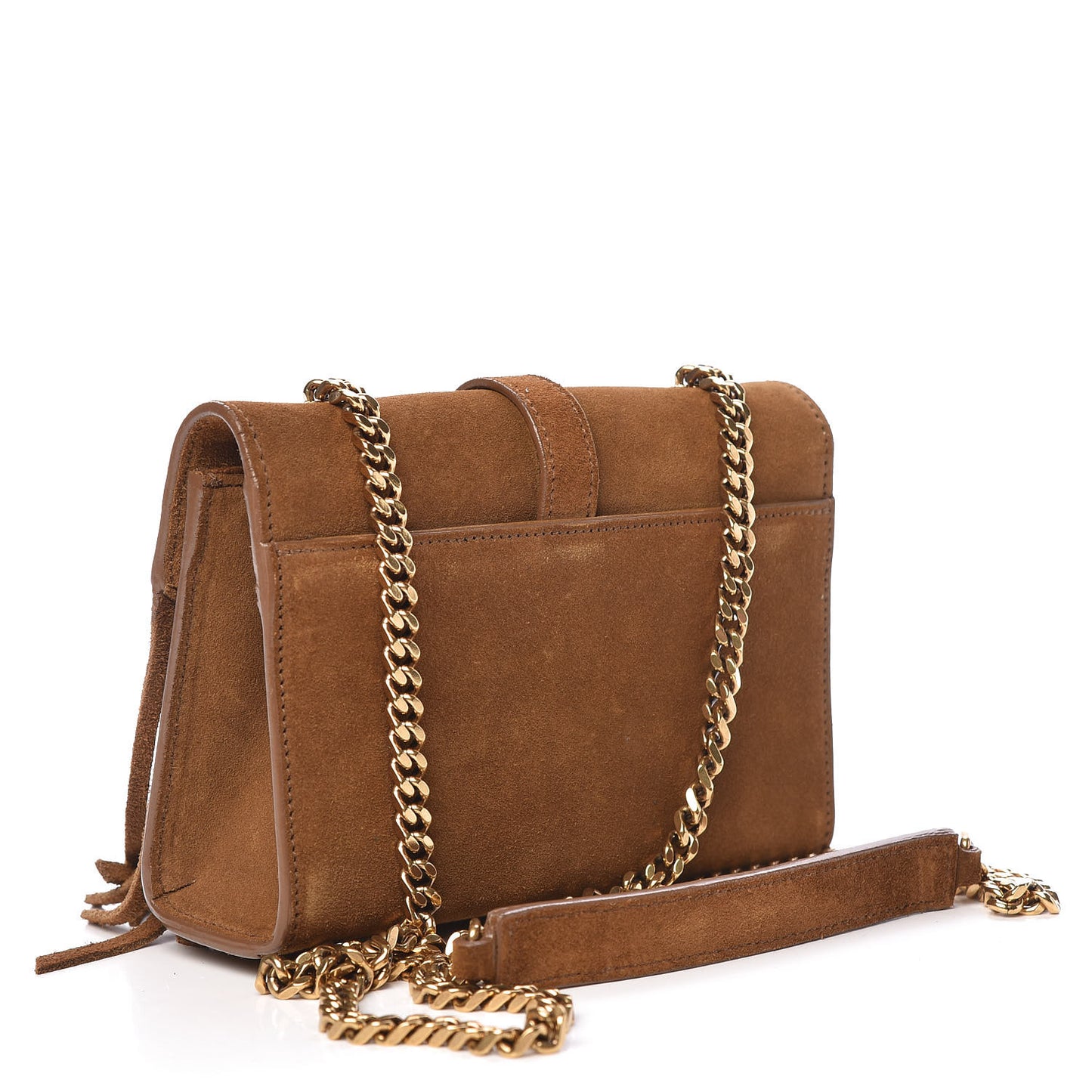 Suede Fringe Baby Monogram Satchel Light Ocre