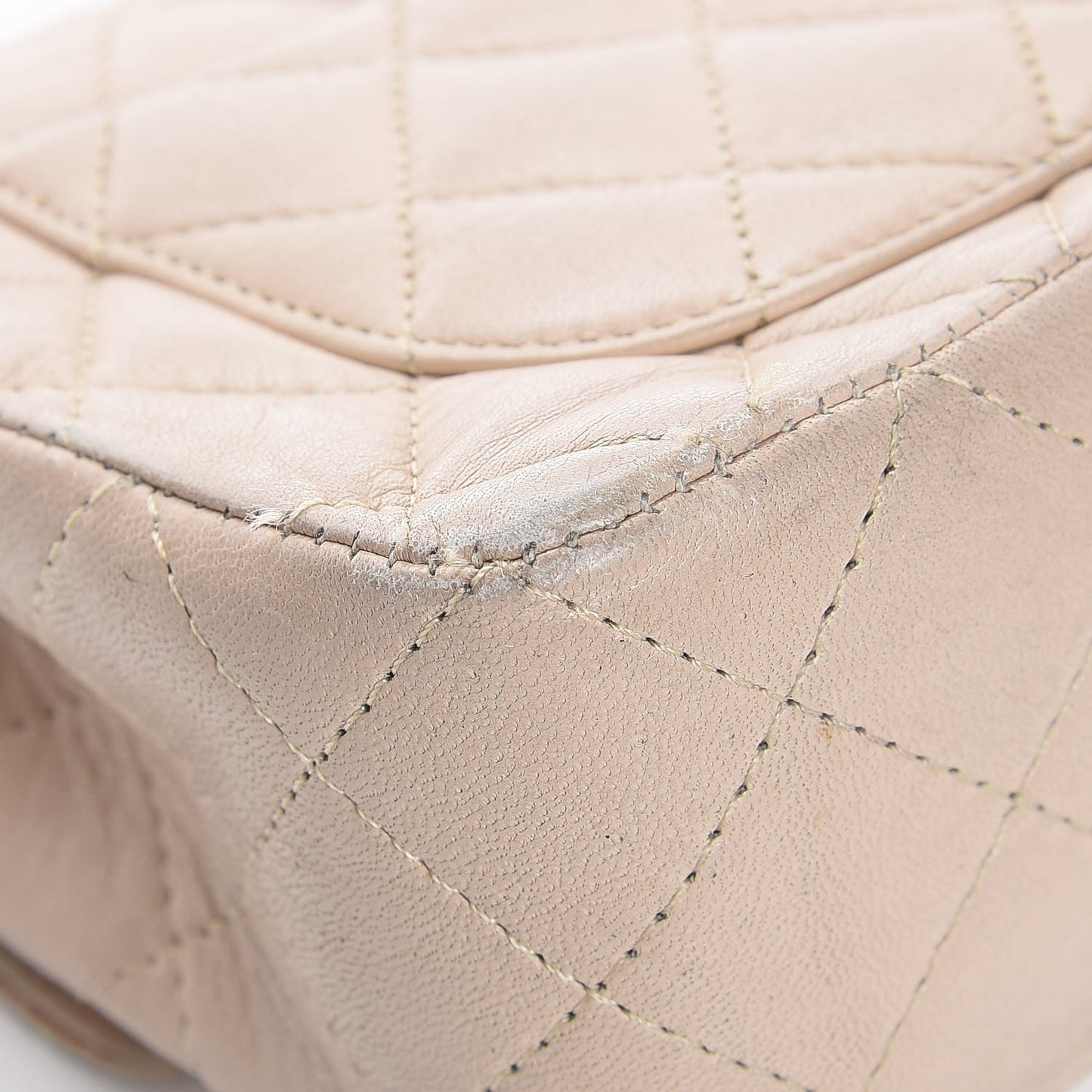 Lambskin Quilted Mini Rectangular Flap Beige