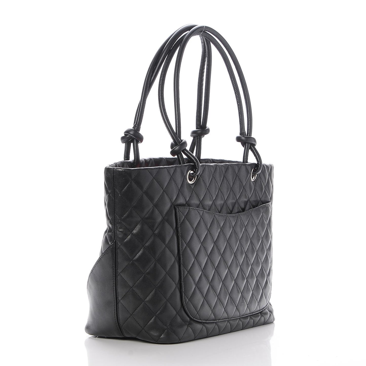 Calfskin Quilted Large Cambon Tote Black White