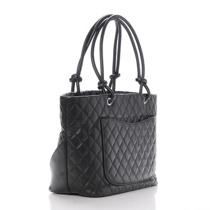 Chanel Calfskin Quilted Large Cambon Tote Black White 3 of 8
