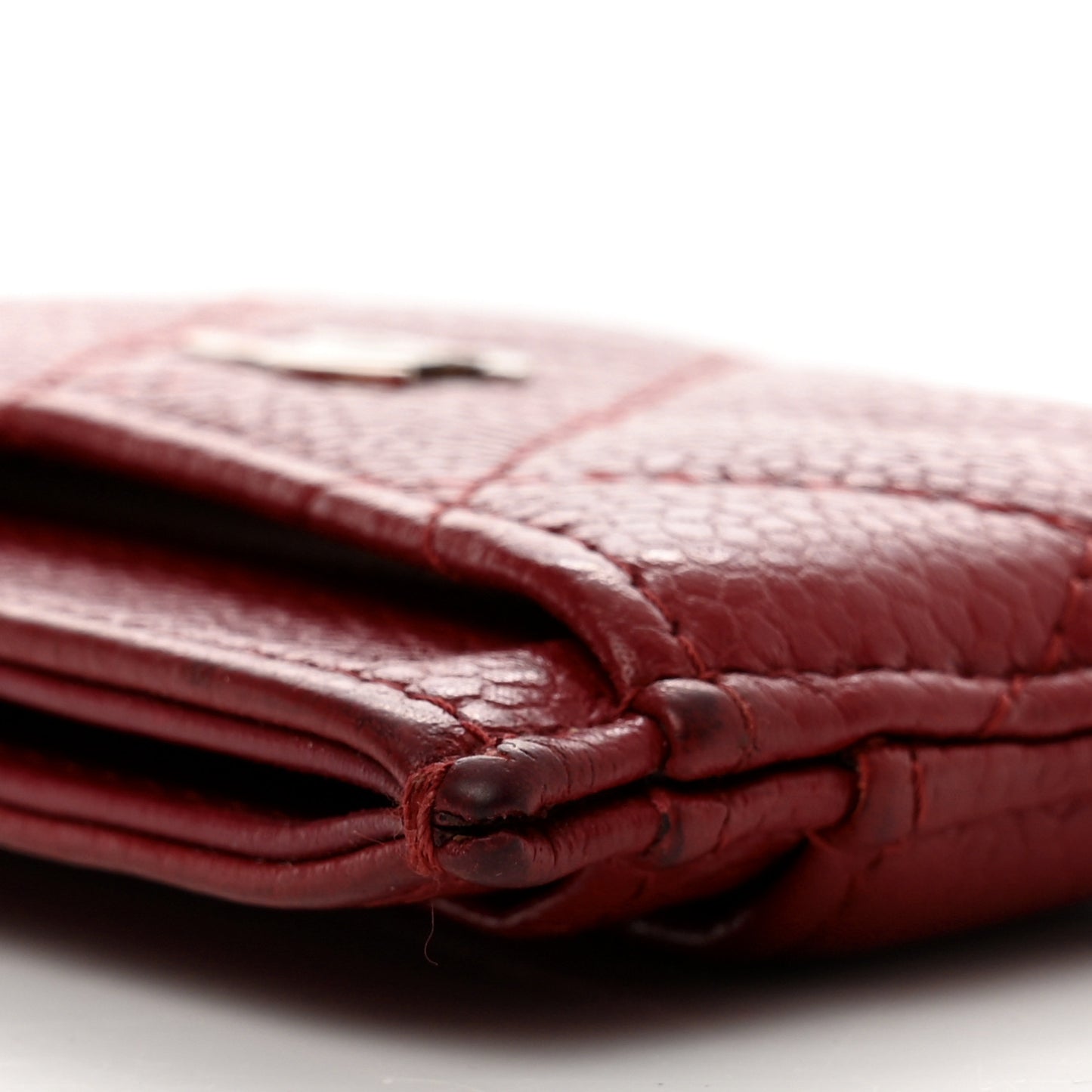 Caviar Quilted Card Holder Red